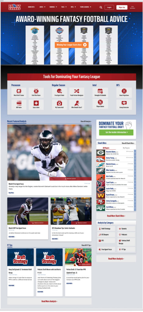 Draft Sharks Website Screenshot